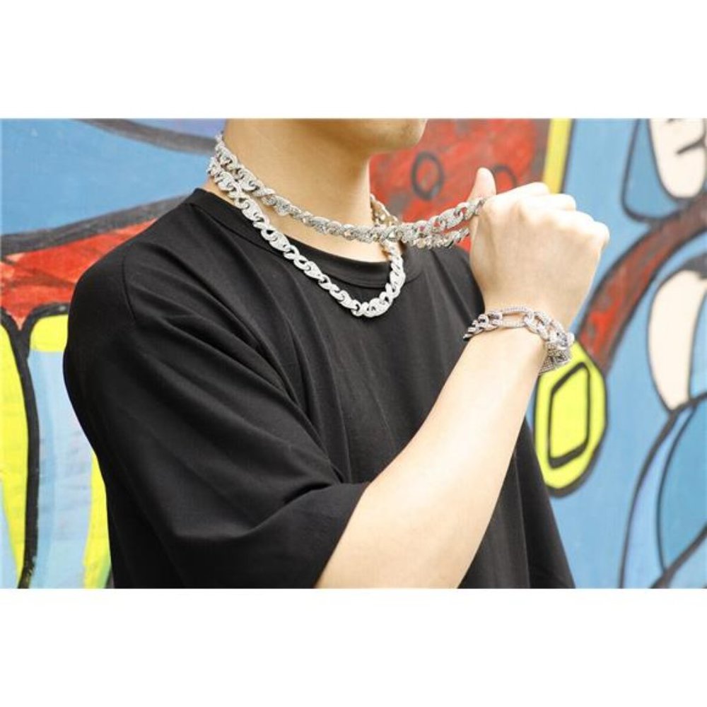 13MM Mens Silver Cuban Link Chain for Hip Hop 8-24 inch Curb Necklace Jewelry - Picture 6 of 6